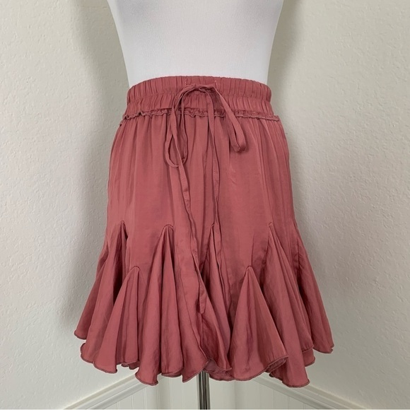 Indikah Hello Molly Flare Pleated Mini Skirt Women’s XS Pink Elastic Waist - Picture 10 of 14